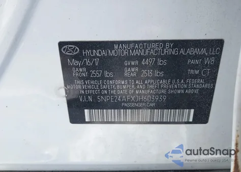 2018 Hyundai Sonata Se from USA, damaged, VIN 5NPE24AFXJH603939